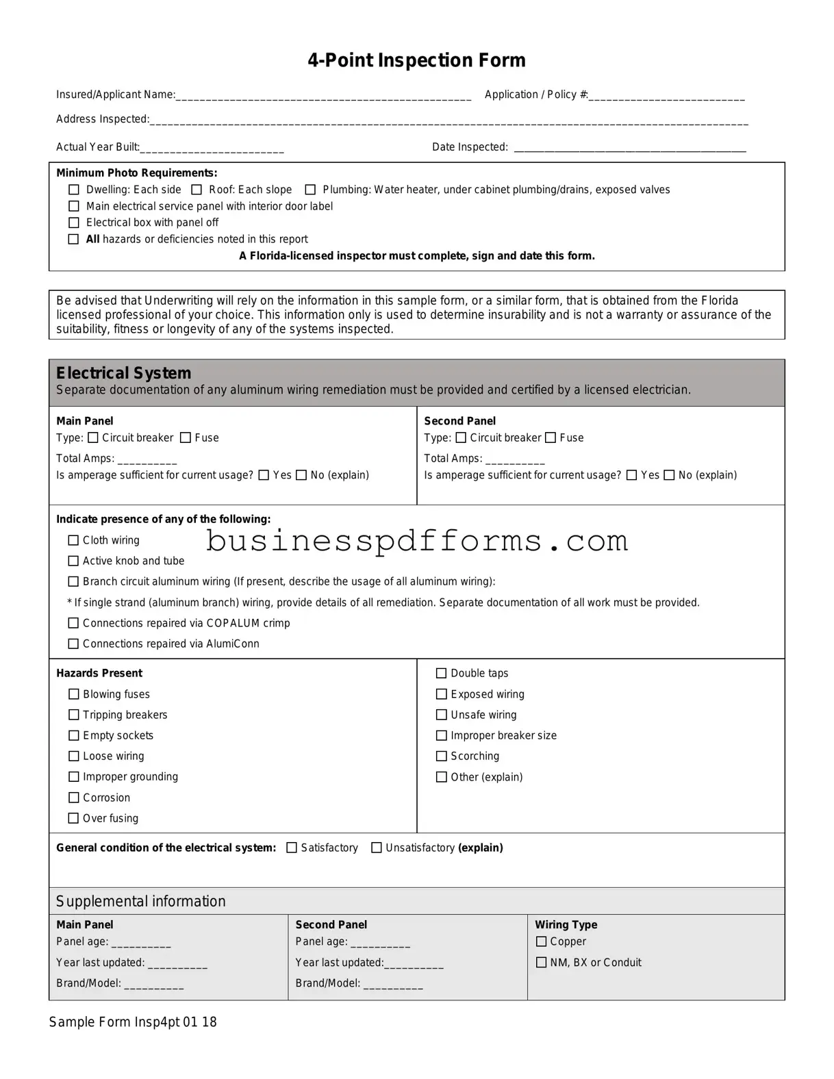 Fill in Your 4 Point Inspection Template
