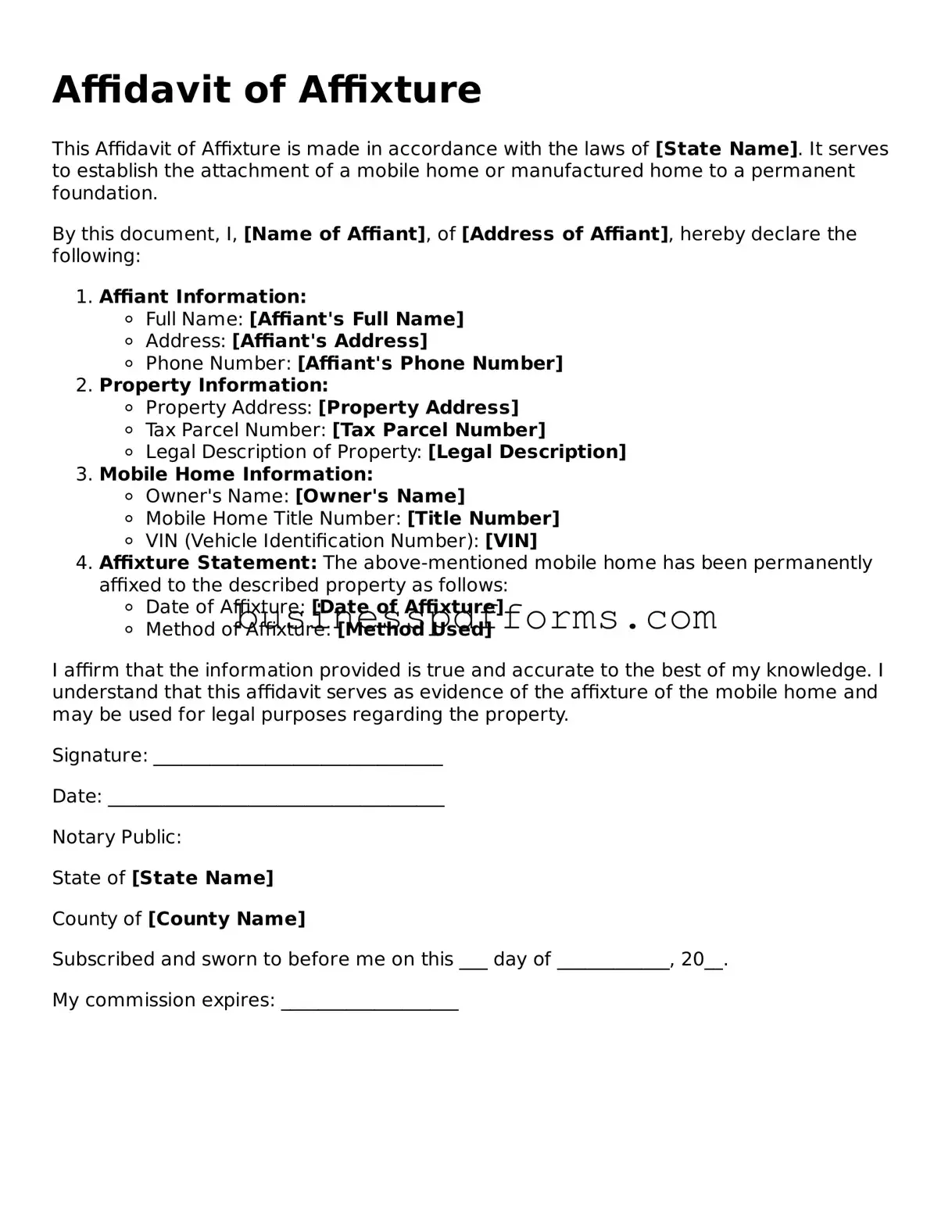 Attorney-Verified Affidavit of Affixture Template