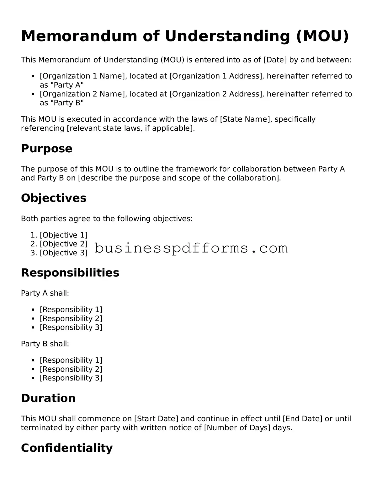 Attorney-Verified Memorandum of Understanding Template
