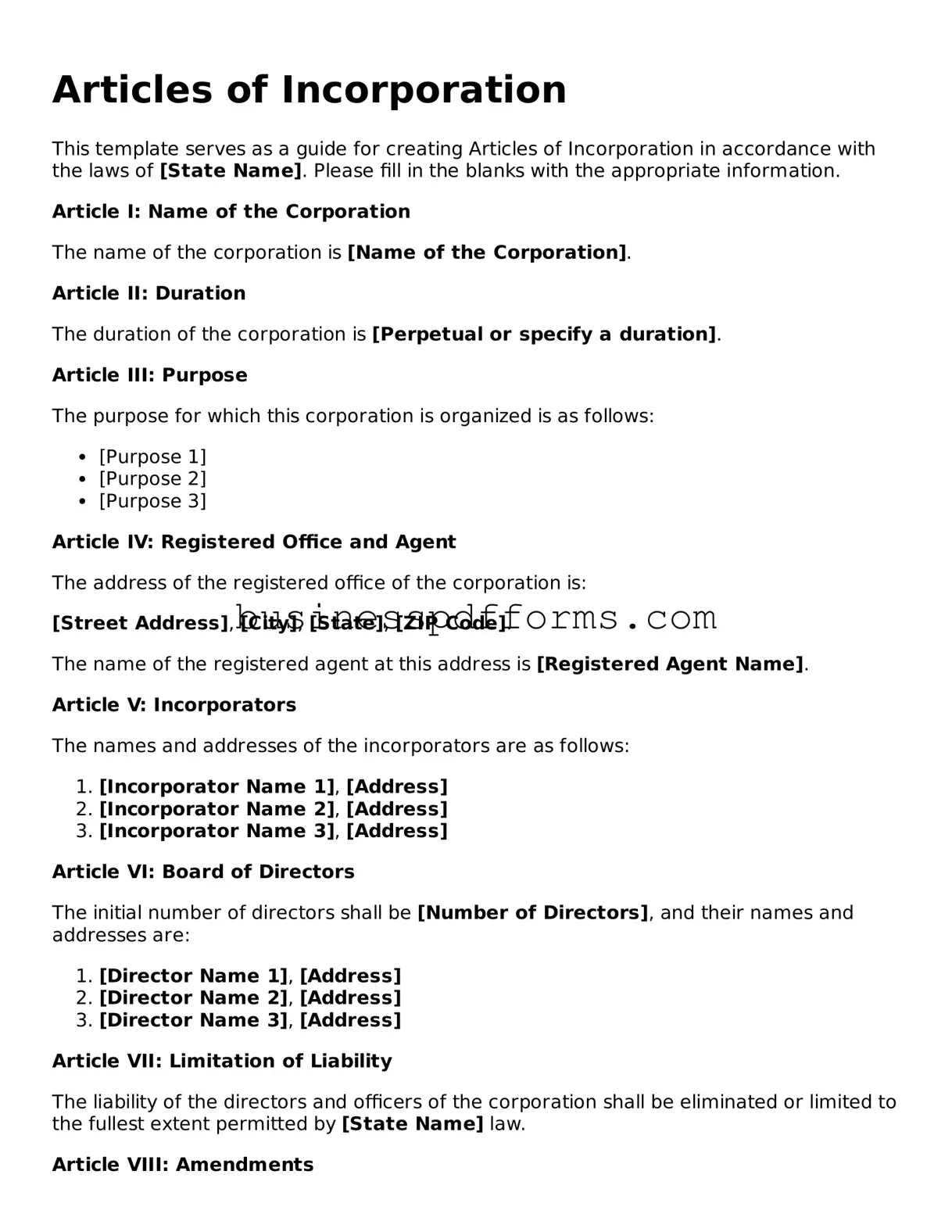 Attorney-Verified Articles of Incorporation Template