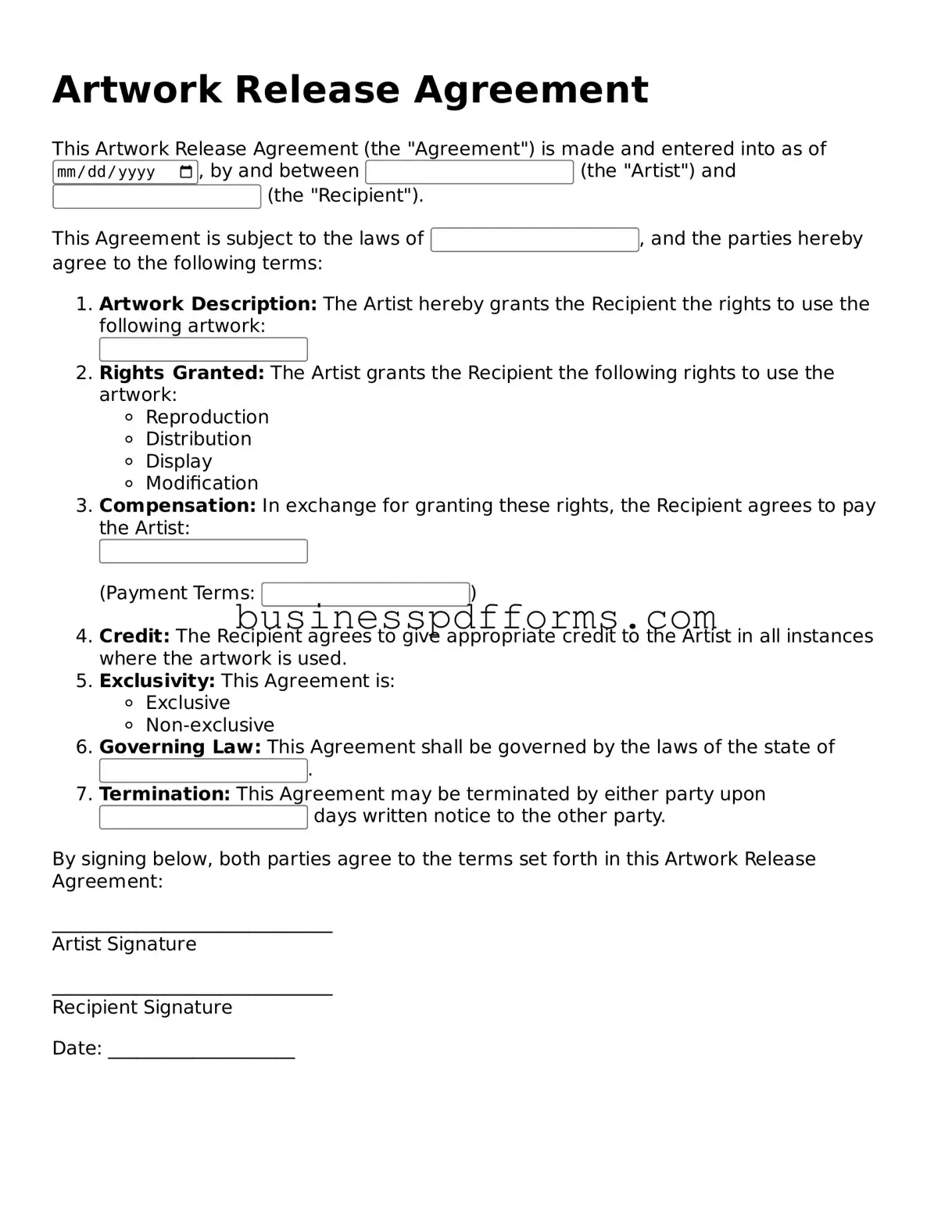 Attorney-Verified Artwork Release Template