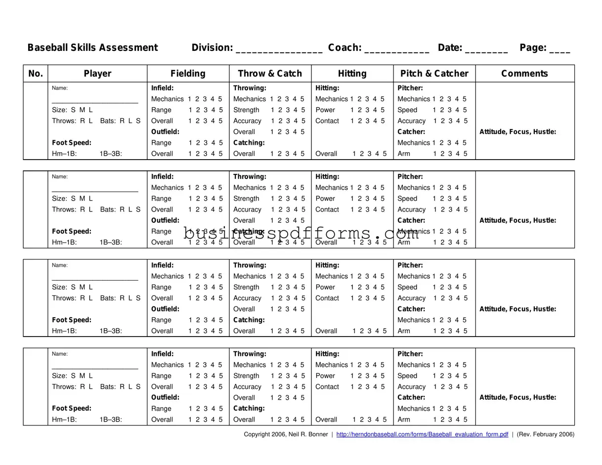 Fill in Your Baseball Assessment Template