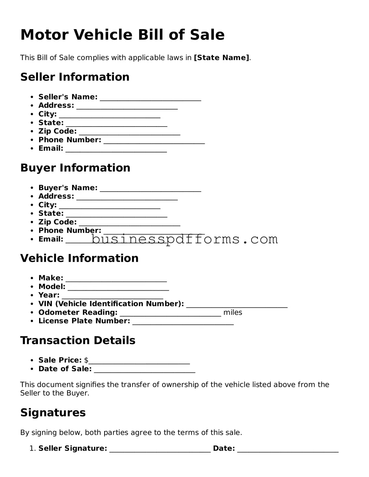 Attorney-Verified Motor Vehicle Bill of Sale Template