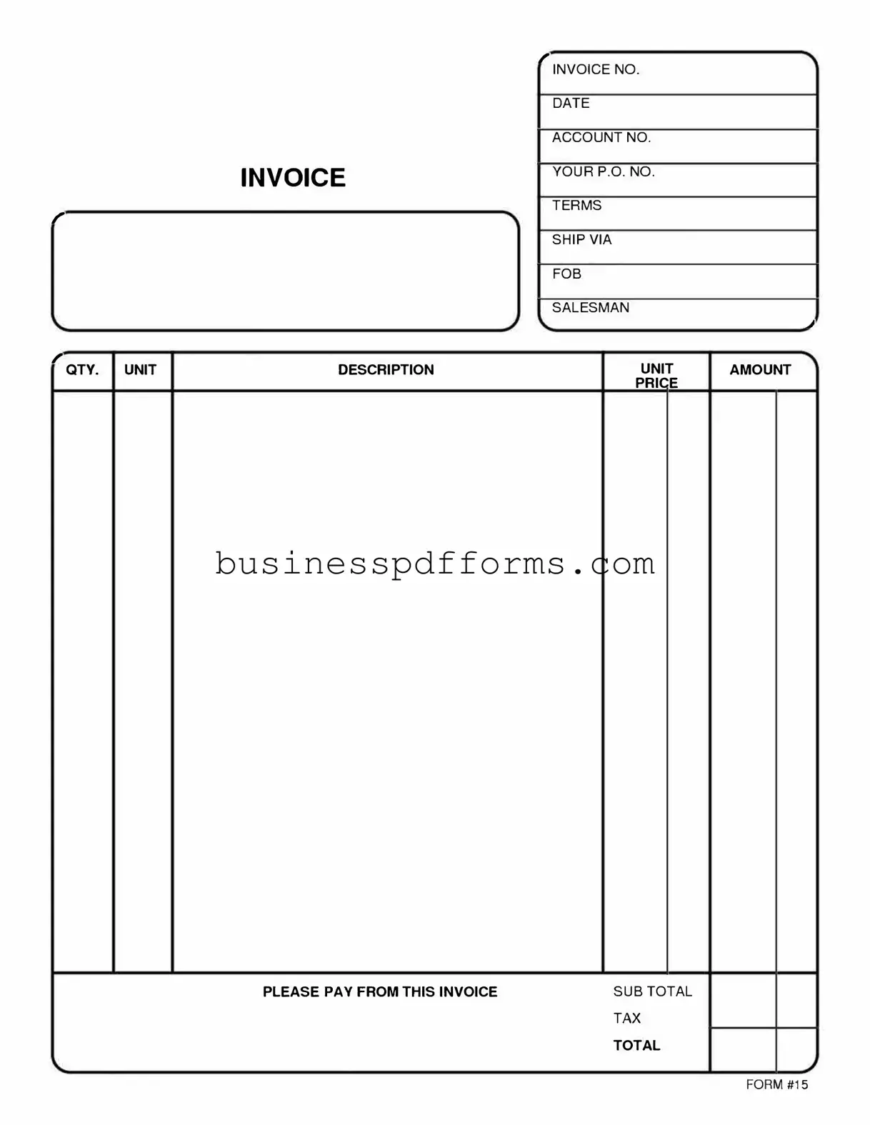Fill in Your Free And Invoice Pdf Template
