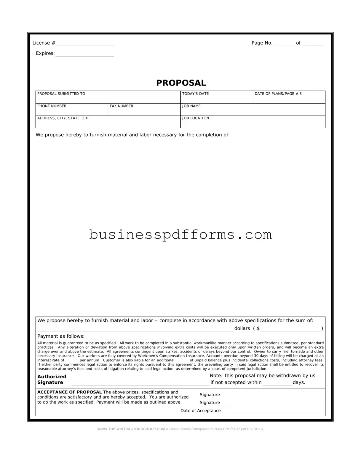 Fill in Your Construction proposal form Template