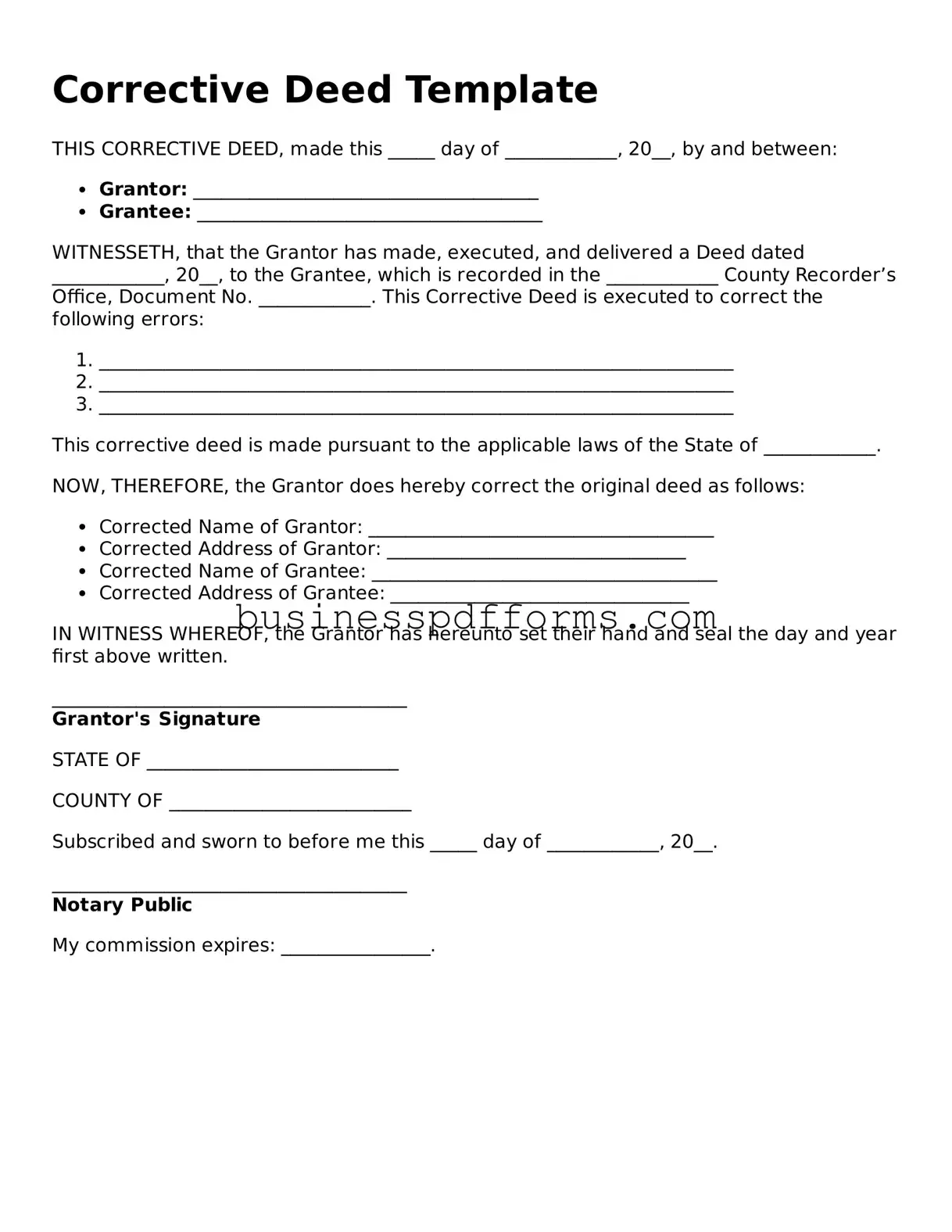 Attorney-Verified Corrective Deed Template
