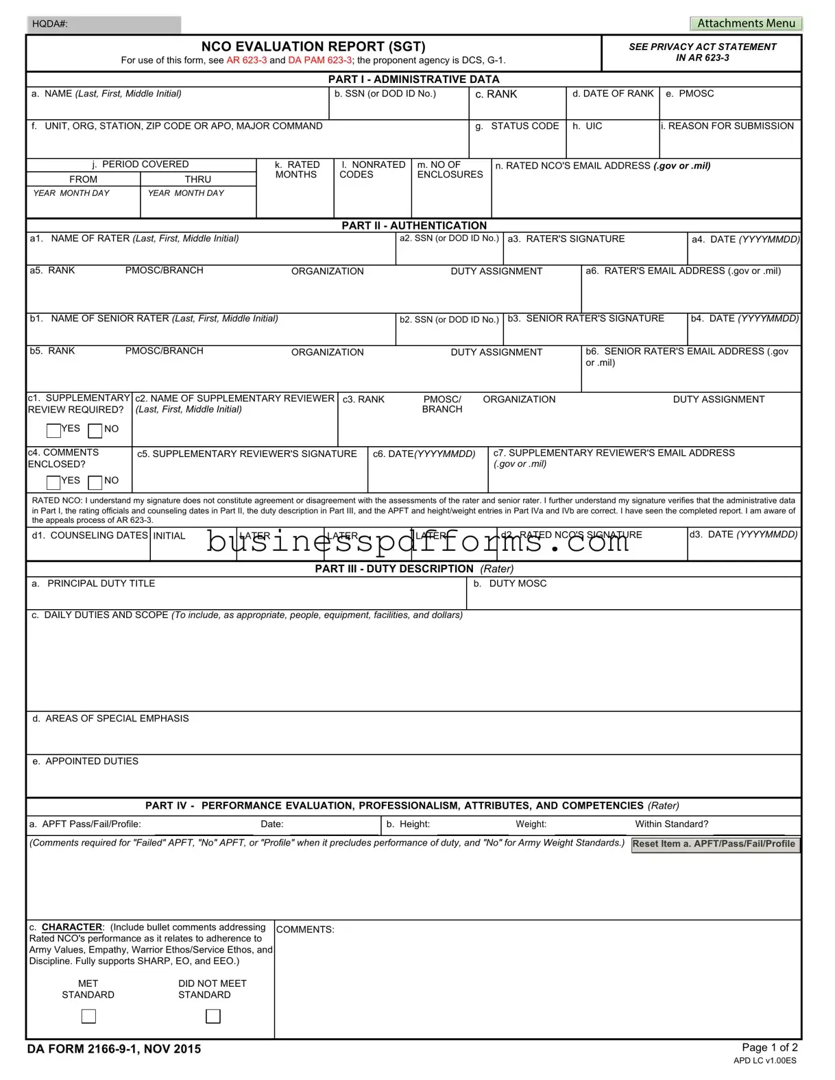 Fill in Your Da 2166 9 1 Template