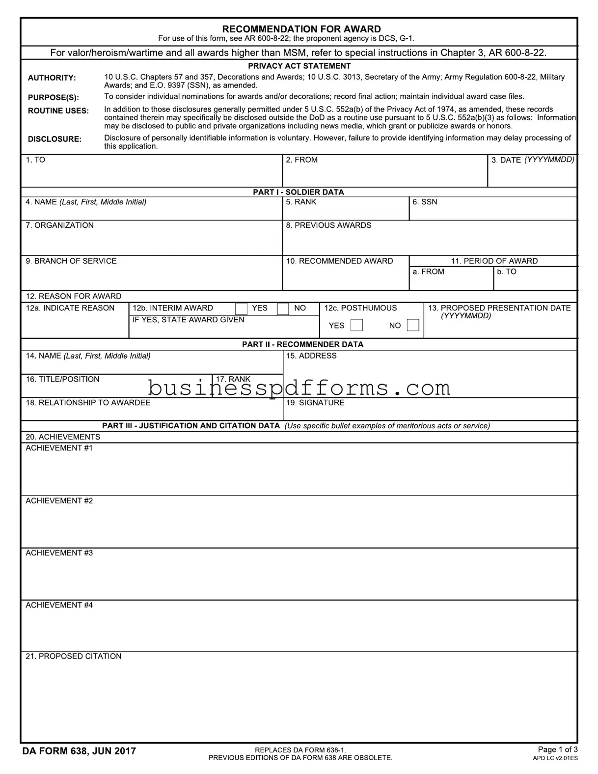 Fill in Your Da 638 Template