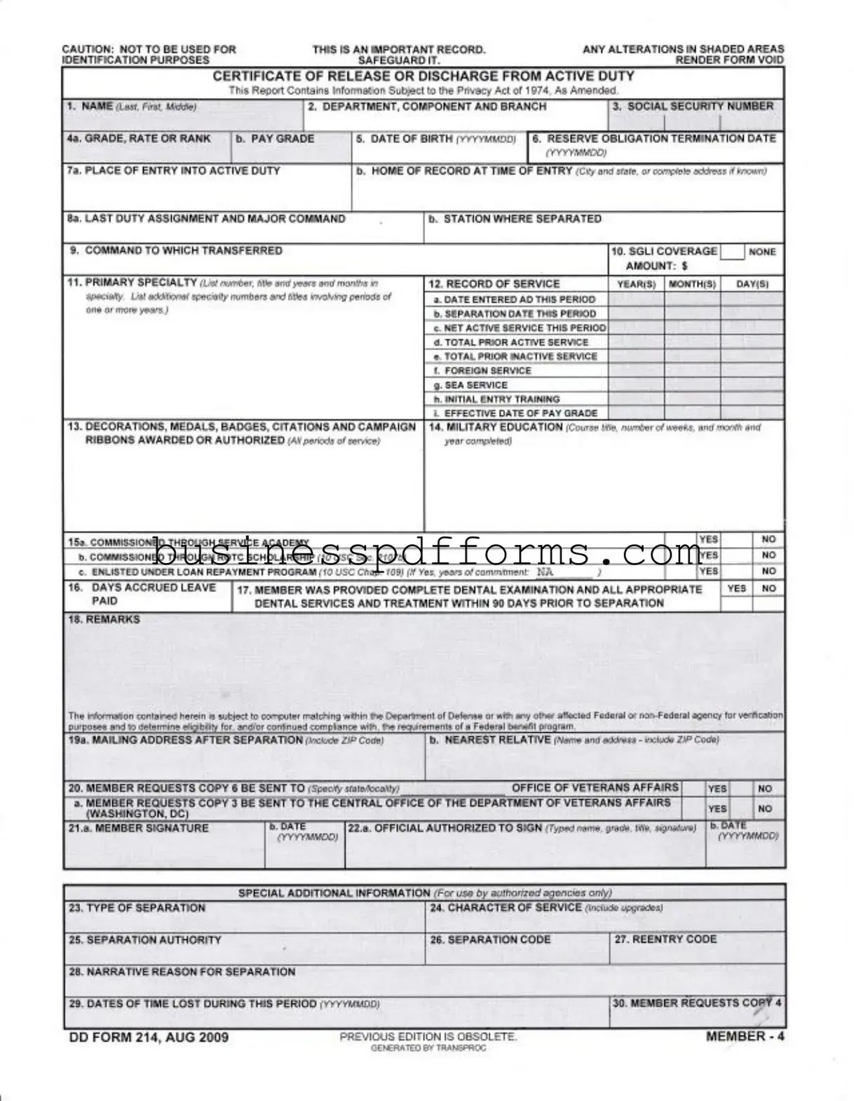 Fill in Your Dd 214 Template