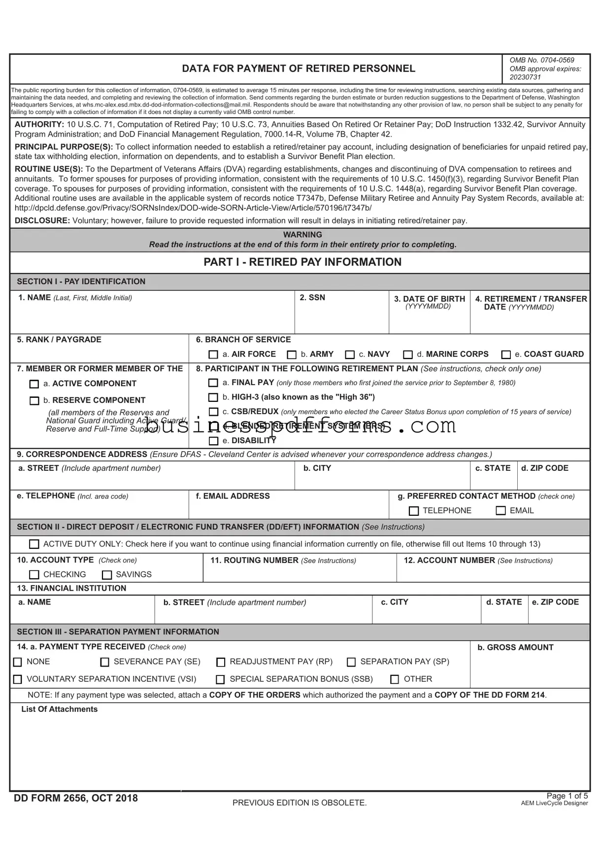 Fill in Your DD 2656 Template