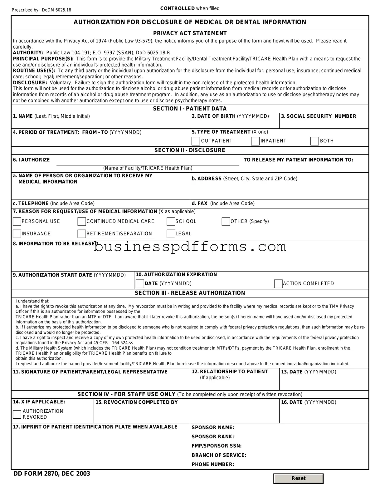 Fill in Your DD 2870 Template