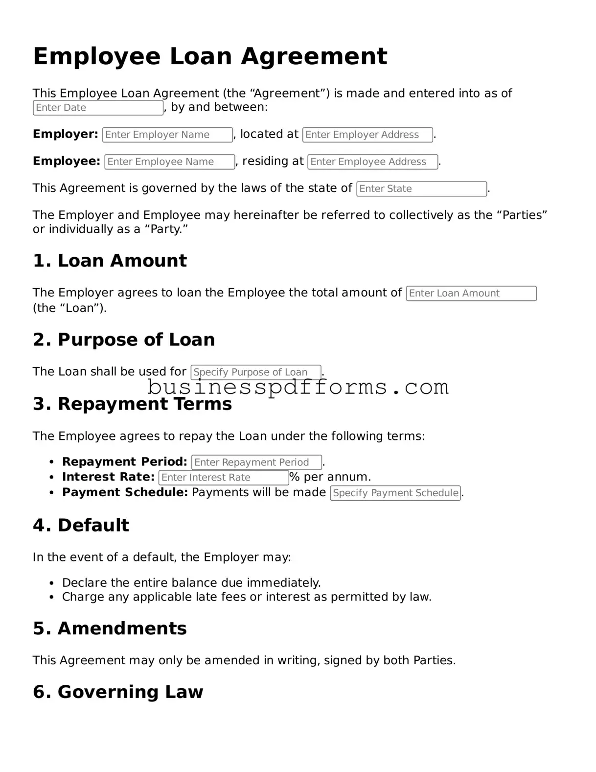 Attorney-Verified Employee Loan Agreement Template