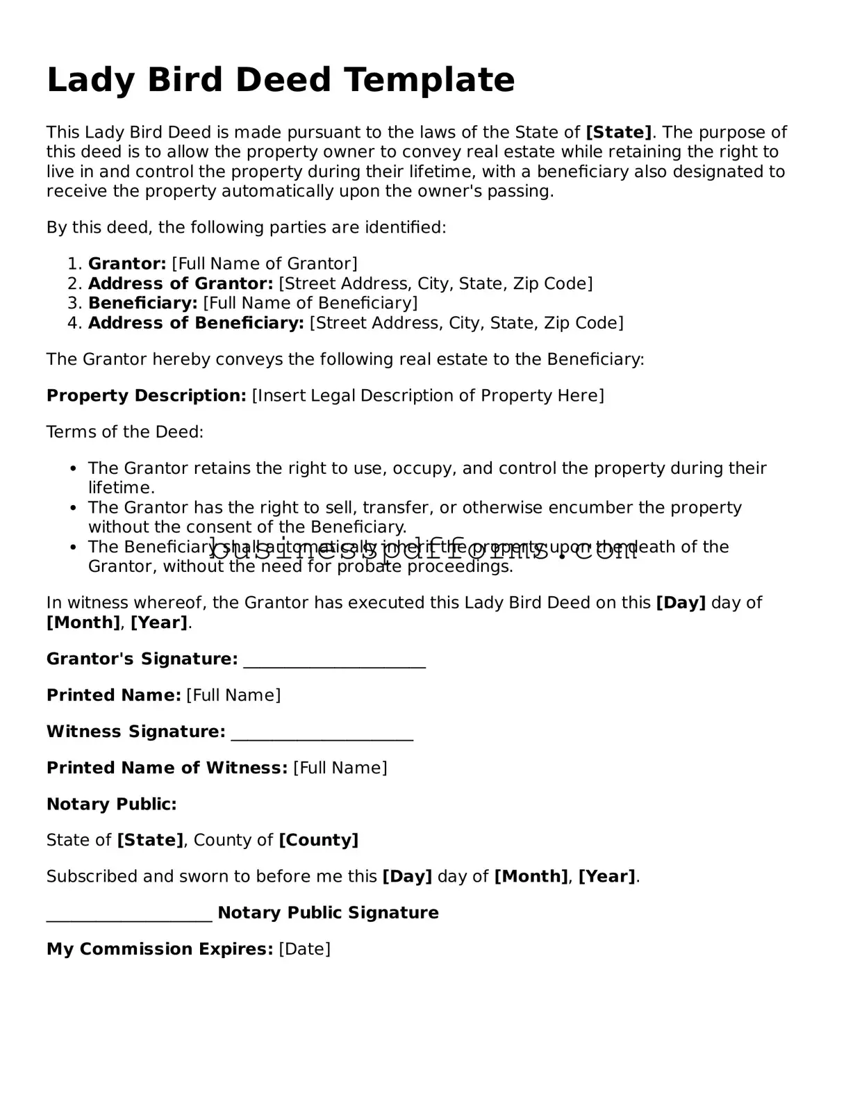 Attorney-Verified Lady Bird Deed Template