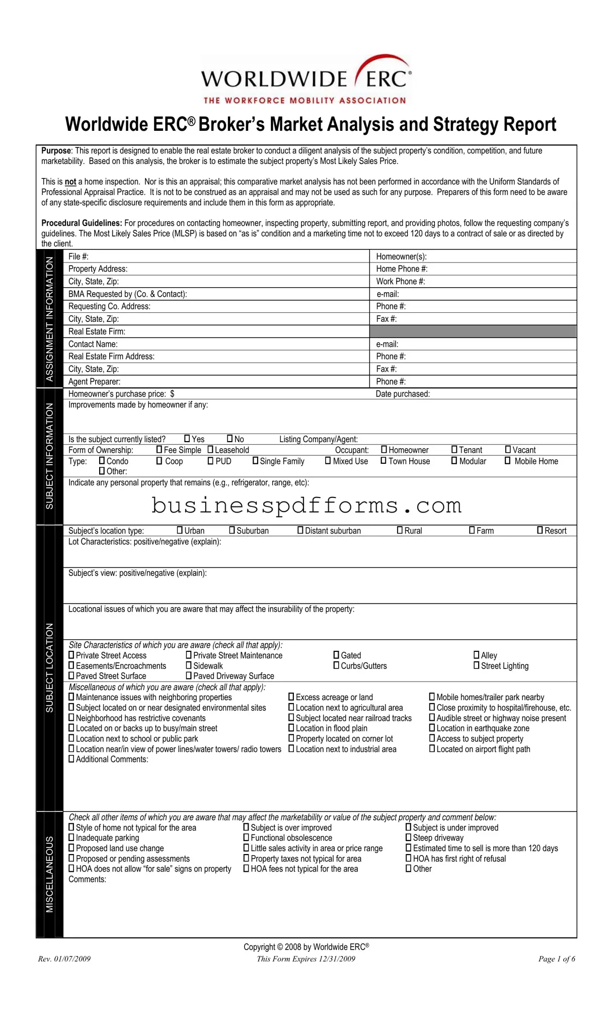 Fill in Your Erc Broker Market Analysis Template