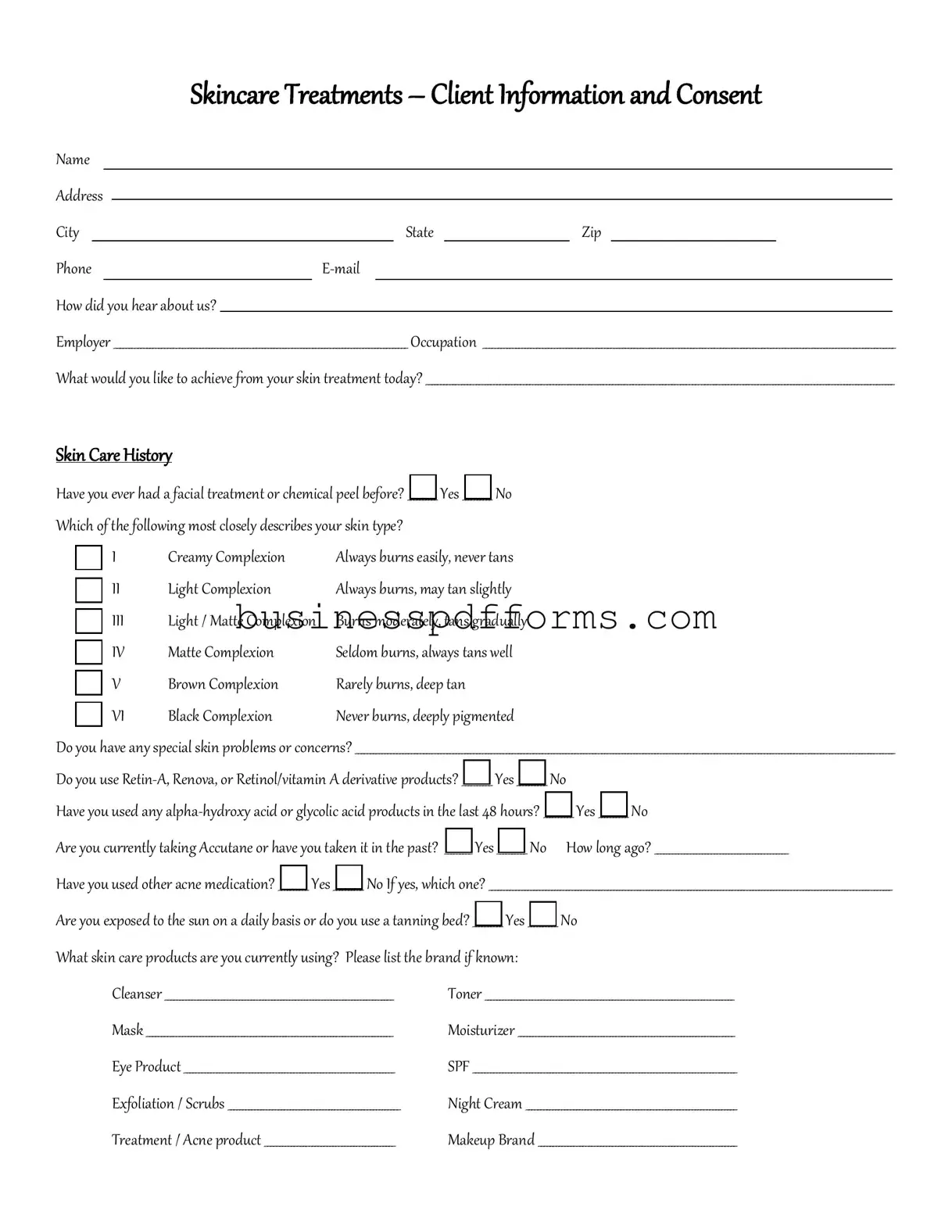 Fill in Your Facial Consent Template