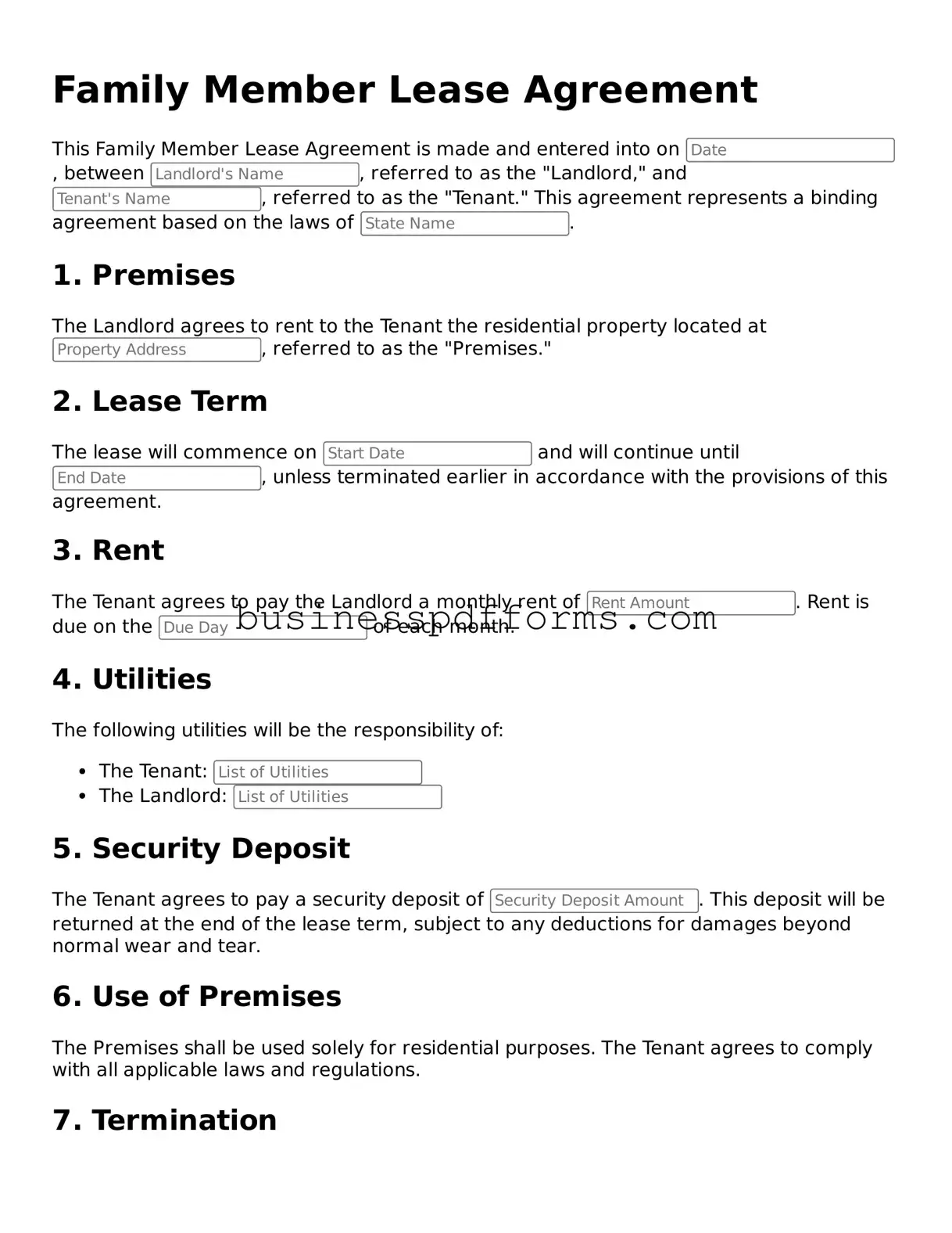 Attorney-Verified Family Member Lease Agreement Template