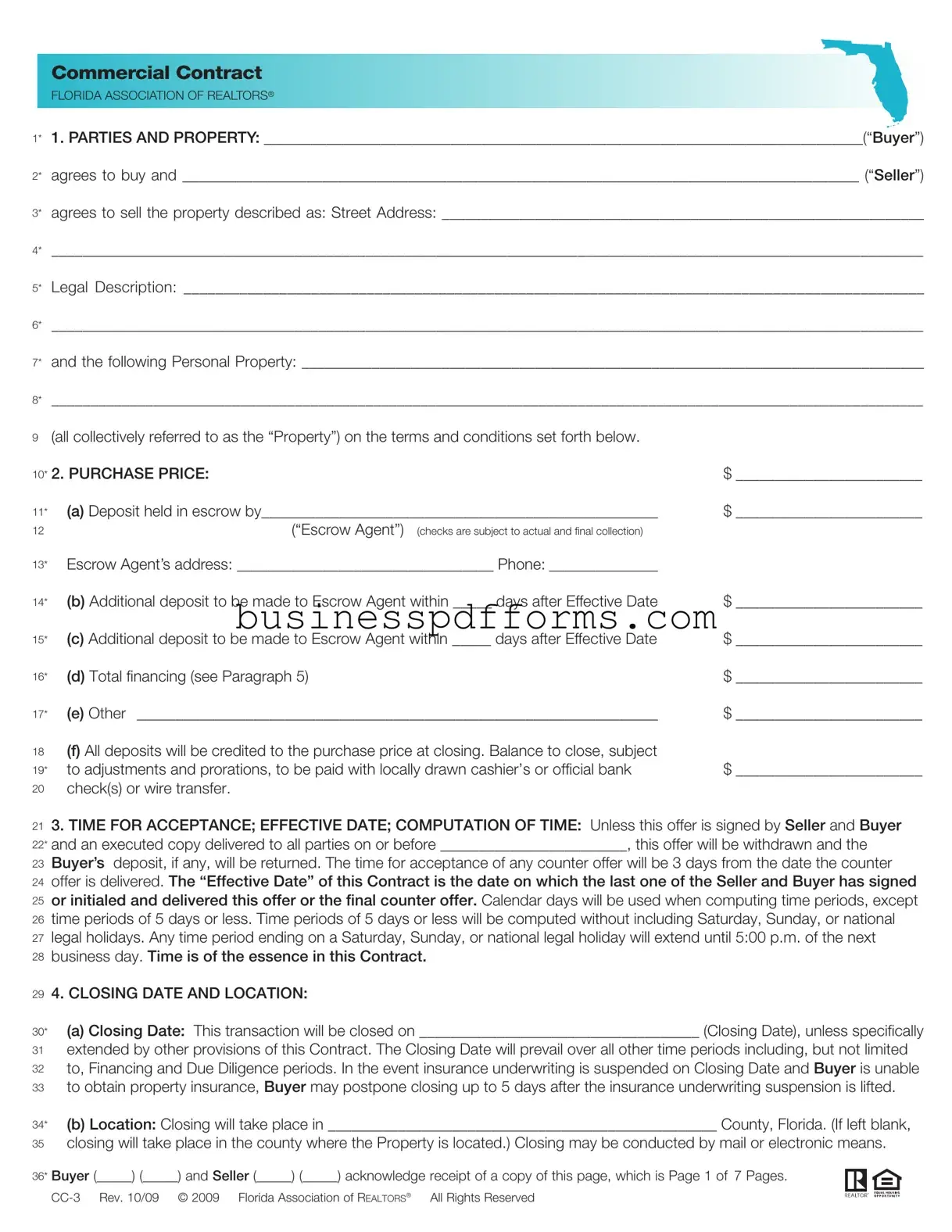 Fill in Your Florida Commercial Contract Template