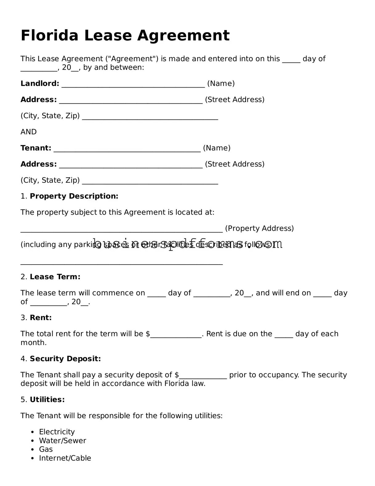 Free Florida Lease Agreement Template
