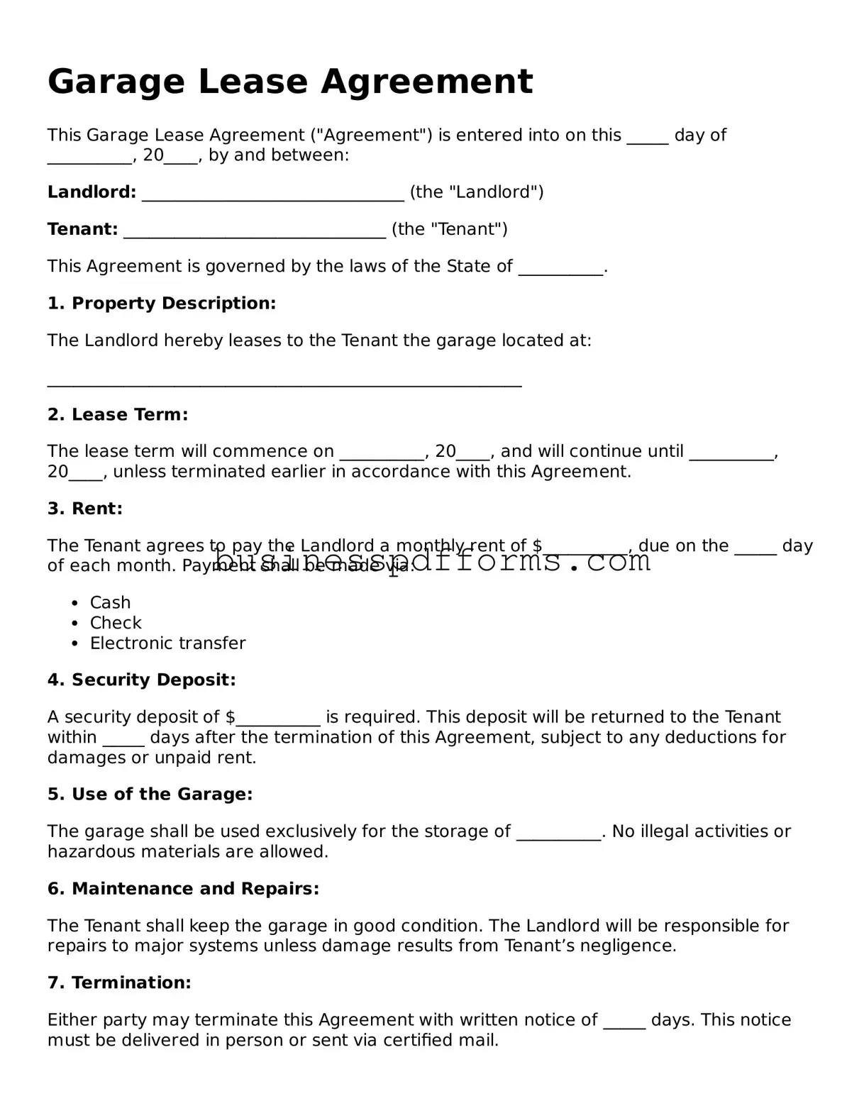 Attorney-Verified Garage Lease Agreement Template
