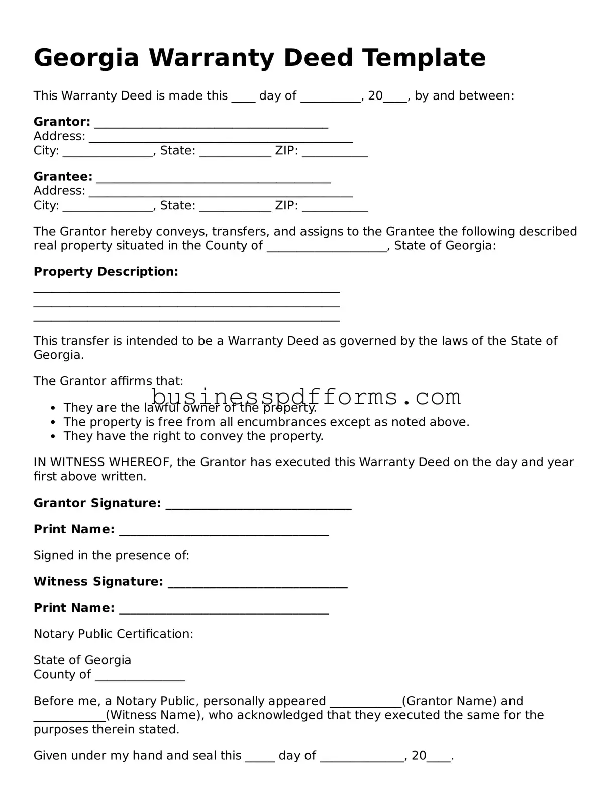 Free Georgia Deed Template