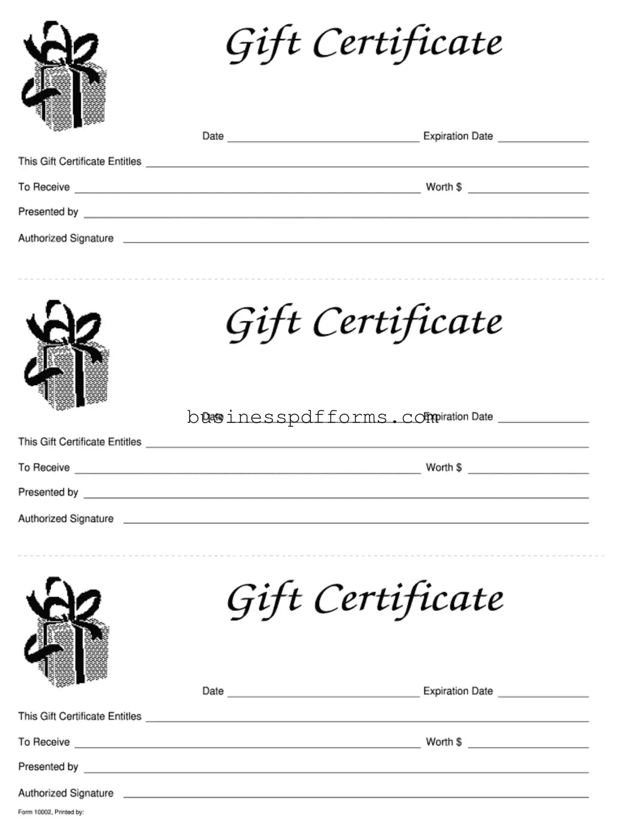 Fill in Your Gift Certificate Template
