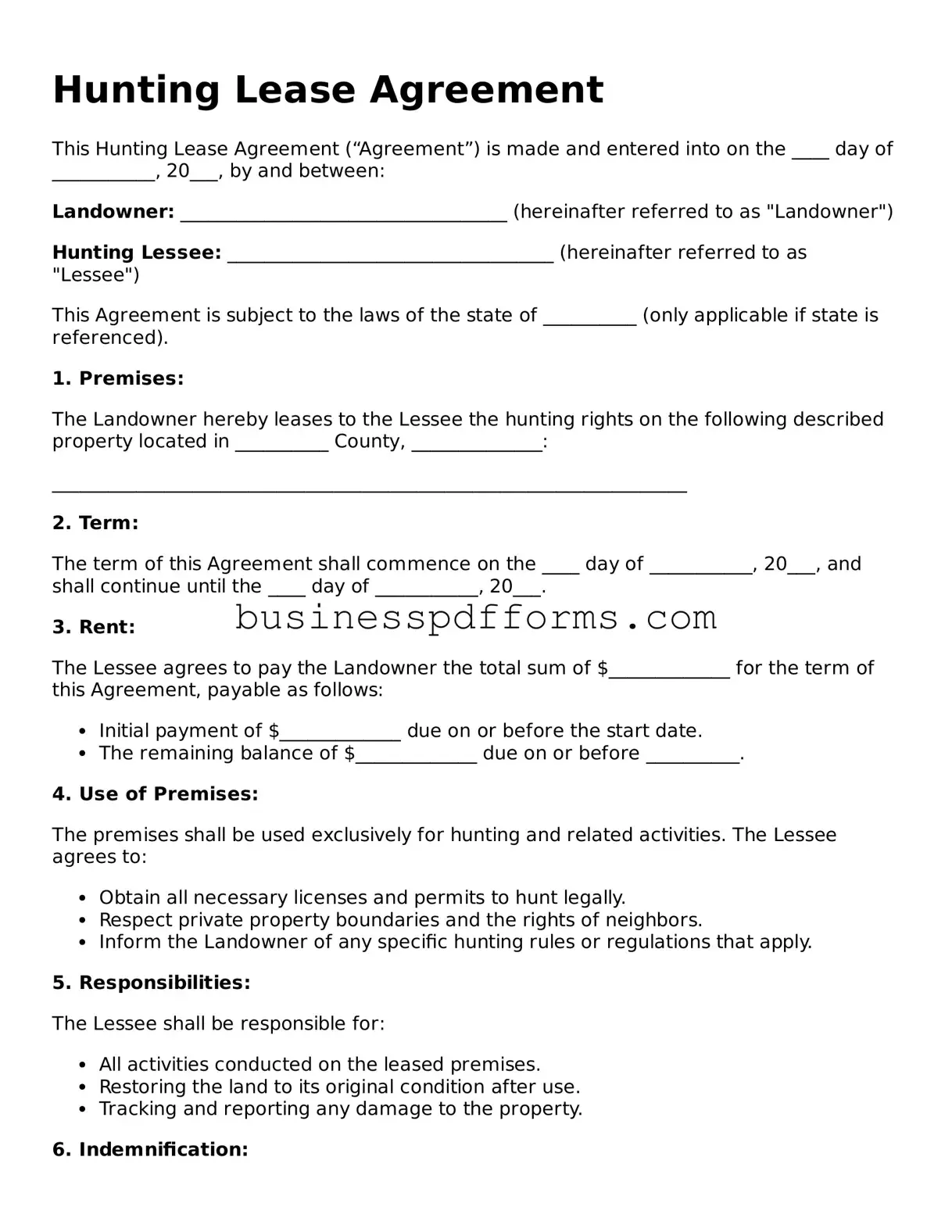Attorney-Verified Hunting Lease Agreement Template