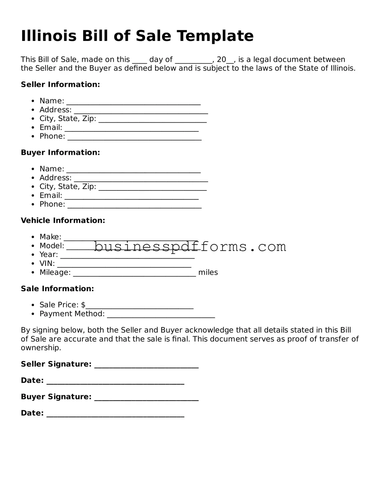 Free Illinois Bill of Sale Template
