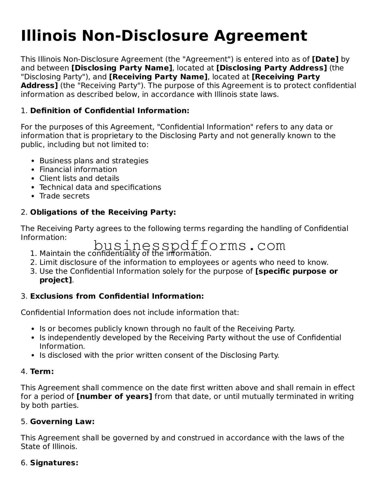 Free Illinois Non-disclosure Agreement Template