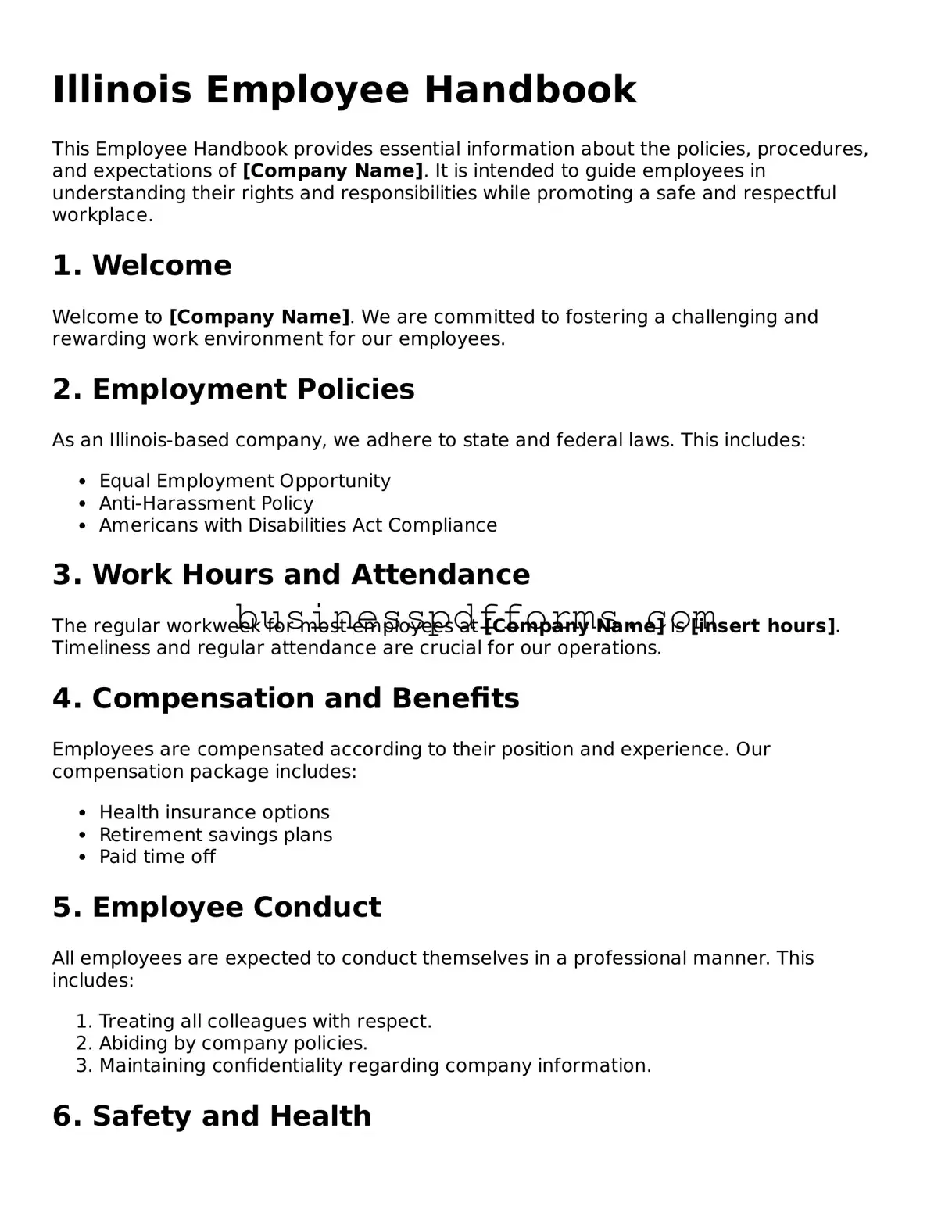 Free Illinois Employee Handbook Template