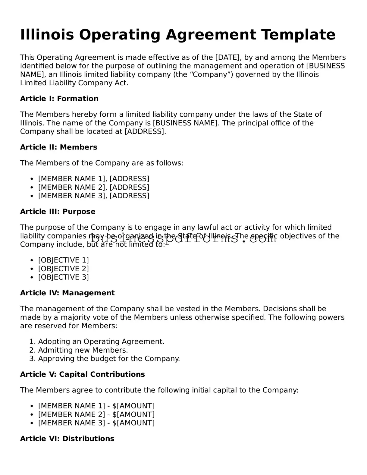 Free Illinois Operating Agreement Template
