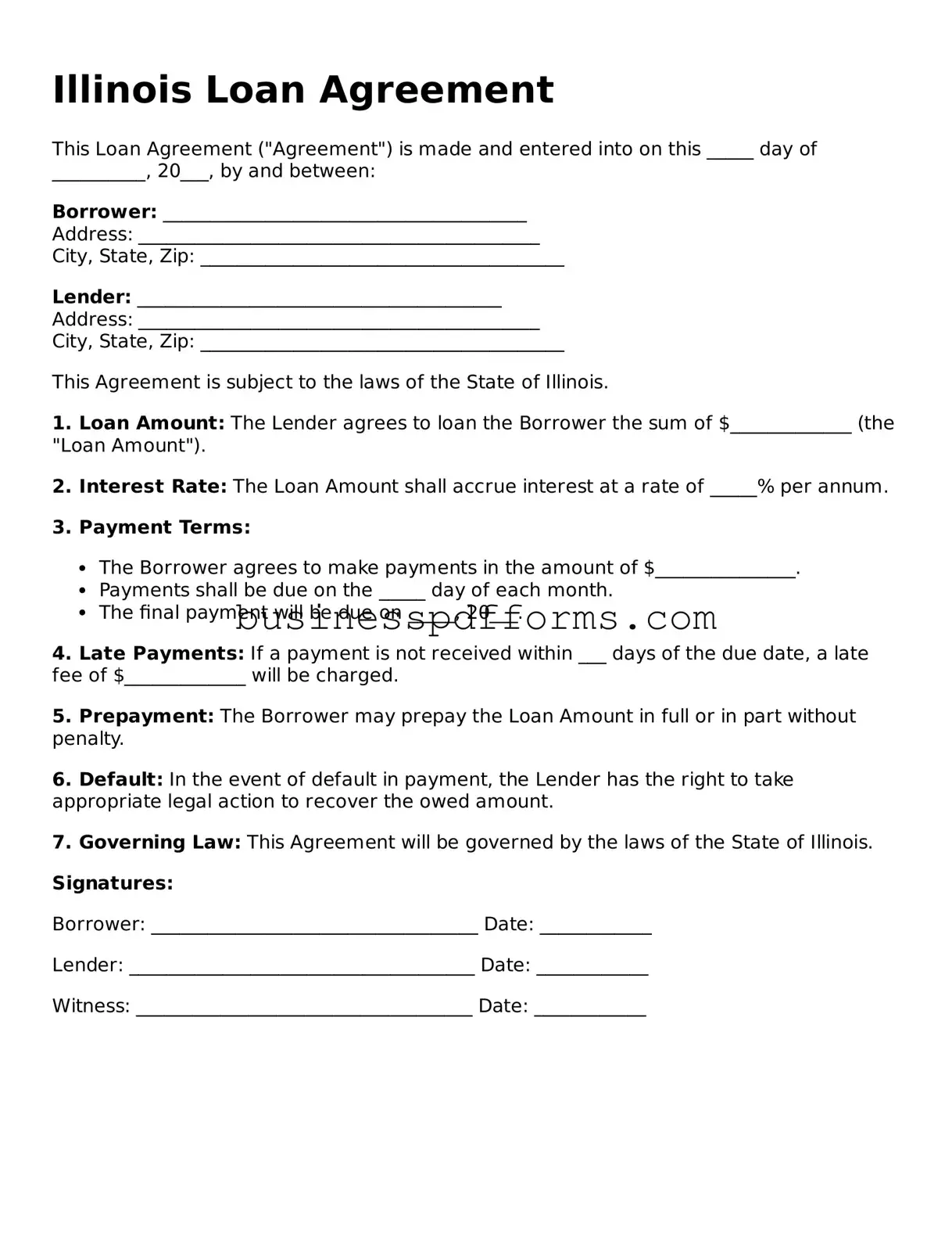 Free Illinois Loan Agreement Template