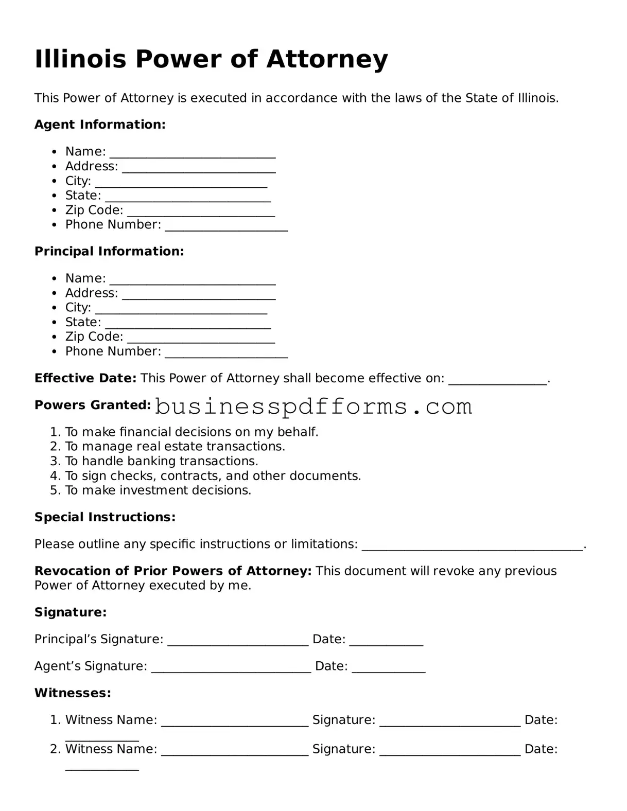 Free Illinois Power of Attorney Template