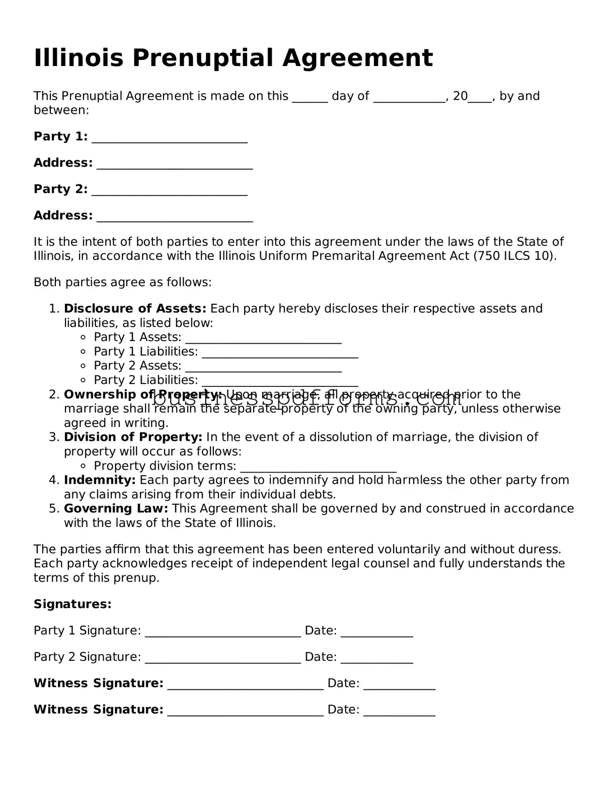 Free Illinois Prenuptial Agreement Template
