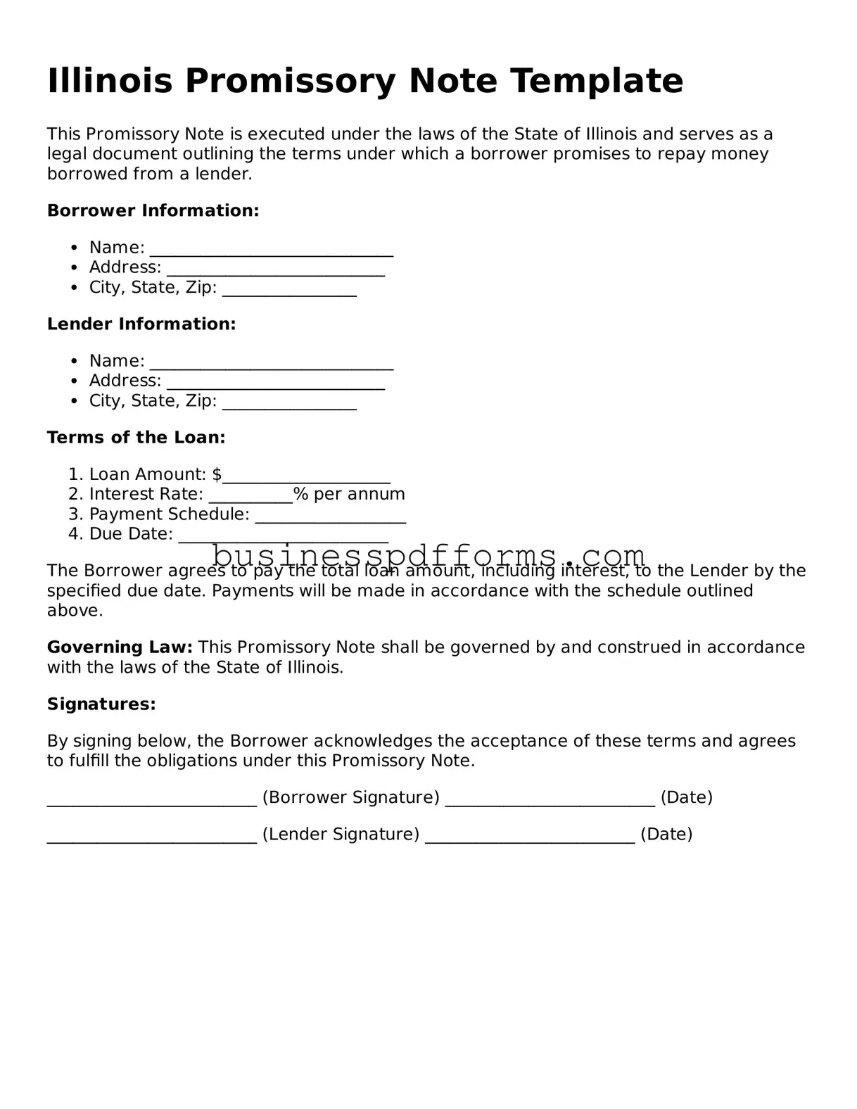 Free Illinois Promissory Note Template