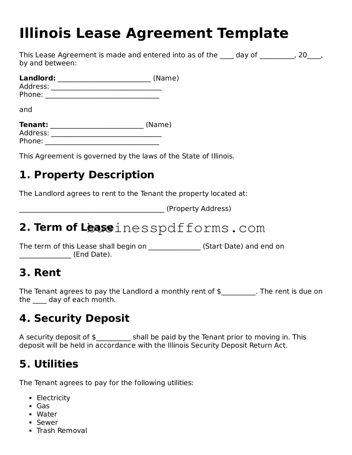Free Illinois Lease Agreement Template