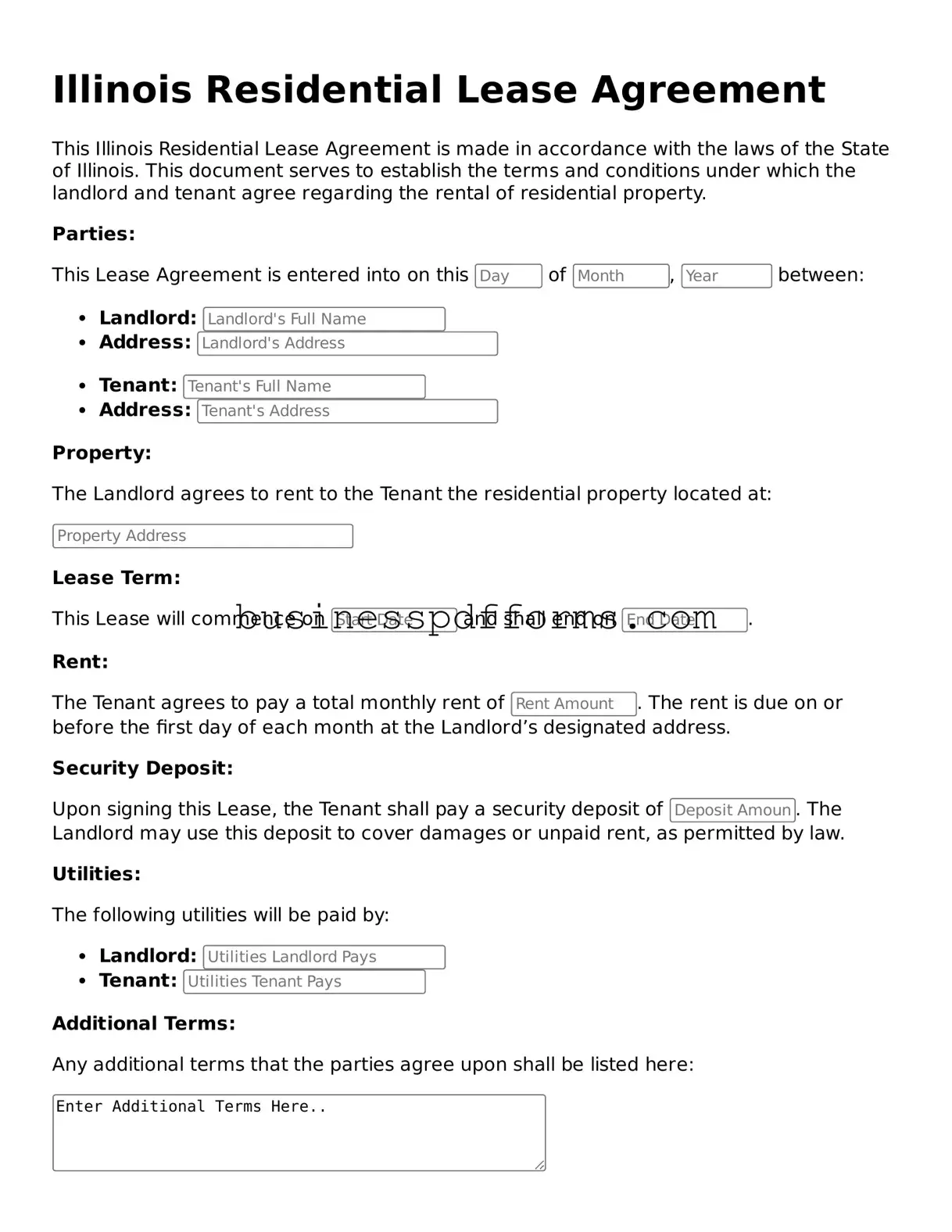 Free Illinois Residential Lease Agreement Template