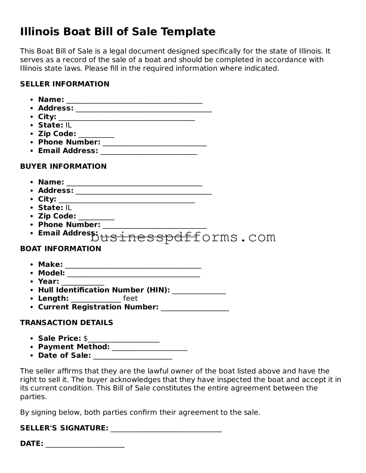 Free Illinois Boat Bill of Sale Template