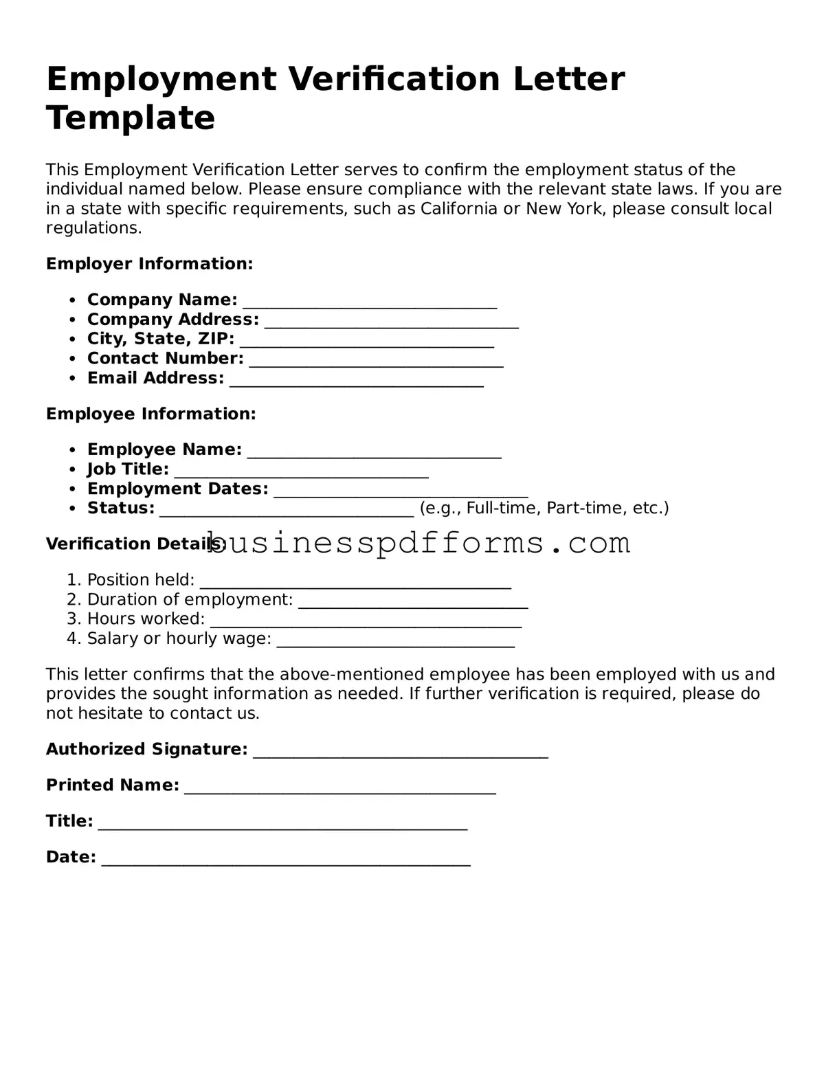Attorney-Verified Employment Verification Template