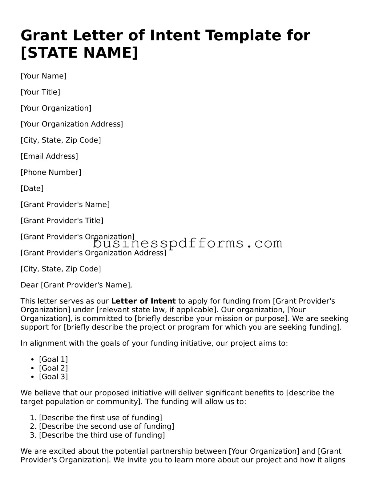 Attorney-Verified Grant Letter of Intent Template