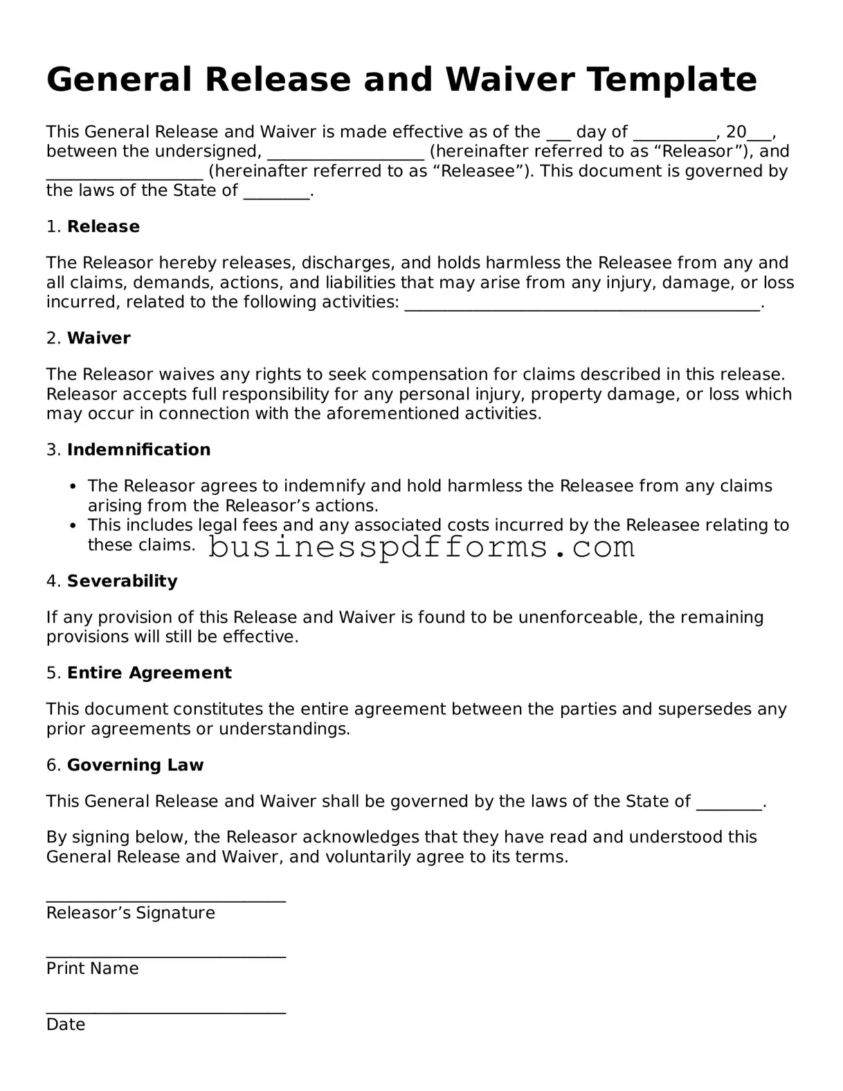 Attorney-Verified General Release and Waiver Template