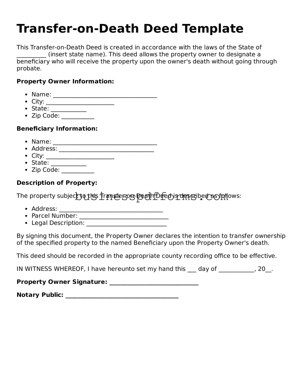 Attorney-Verified Transfer-on-Death Deed Template