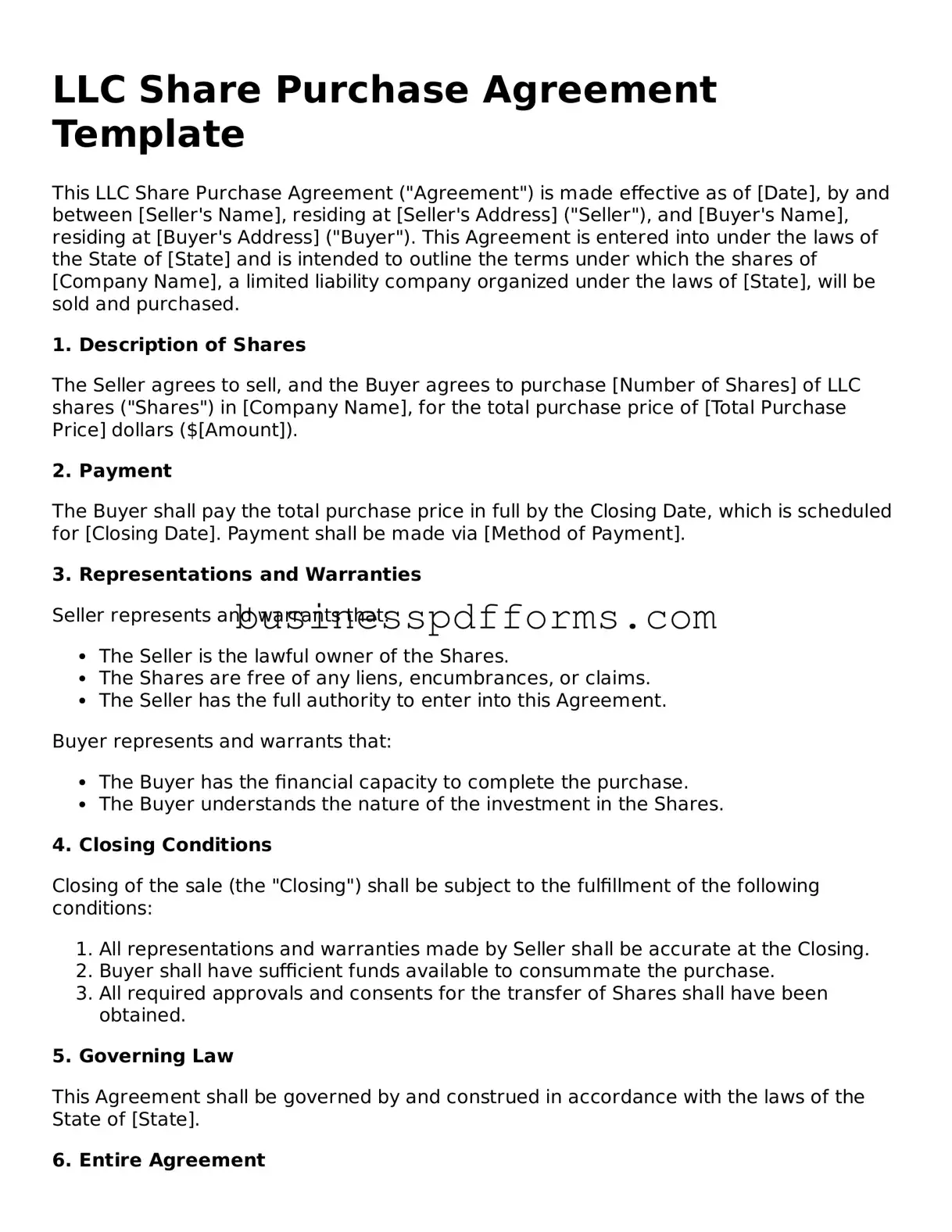 Attorney-Verified LLC Share Purchase Agreement Template