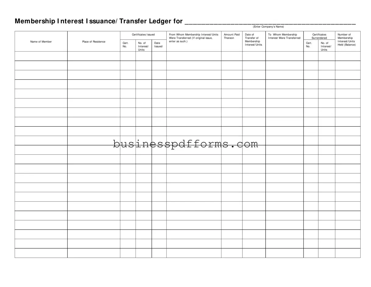 Fill in Your Membership Ledger Template