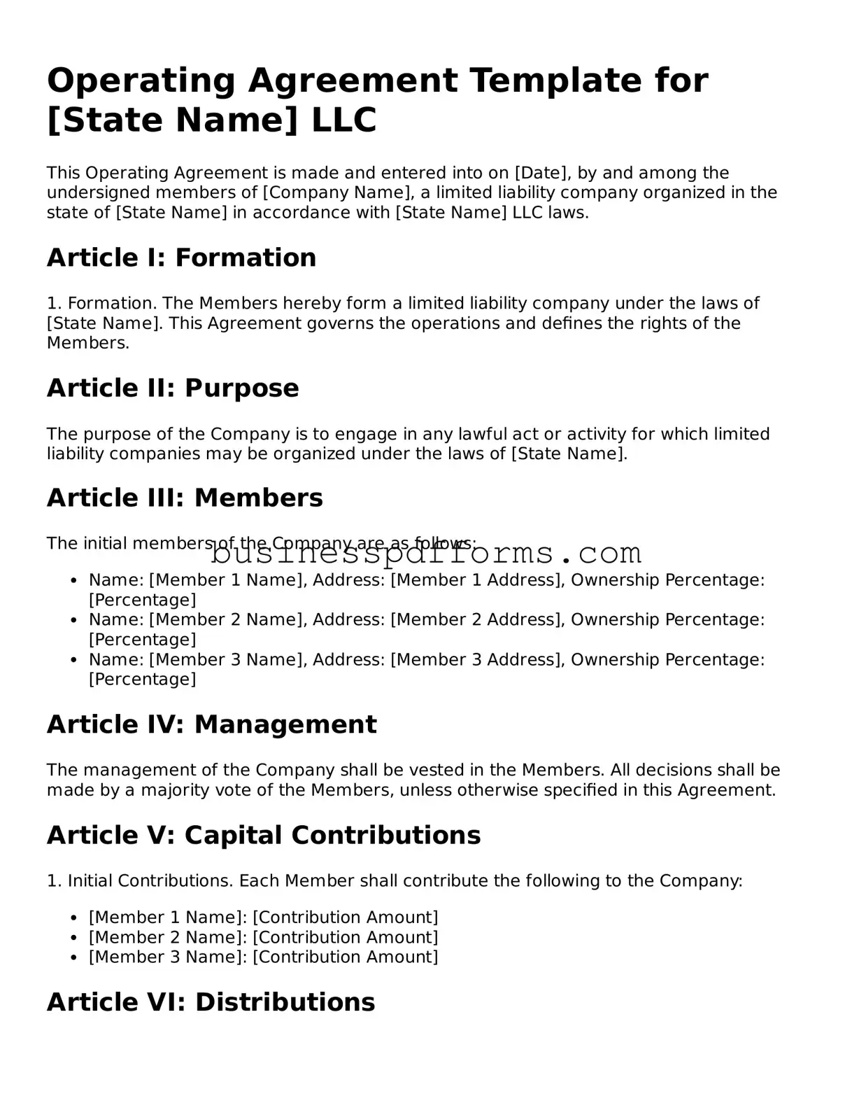 Attorney-Verified Operating Agreement Template