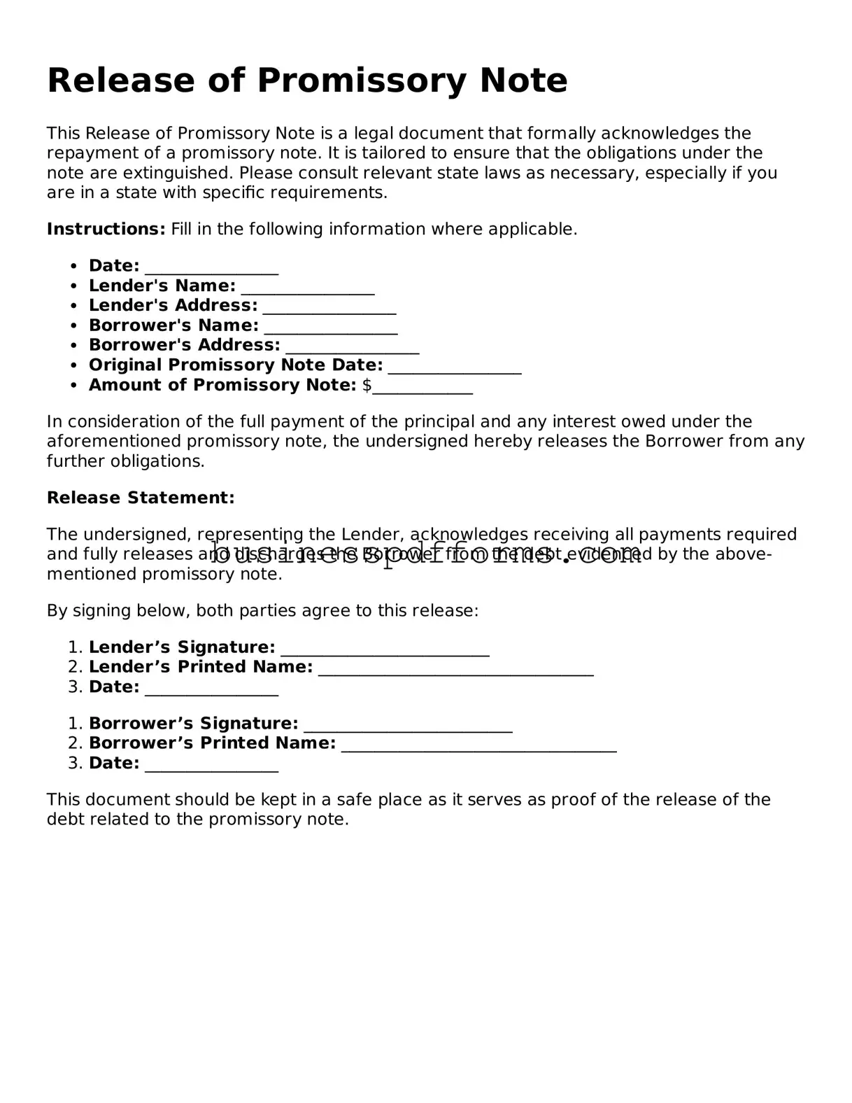Attorney-Verified Release of Promissory Note Template