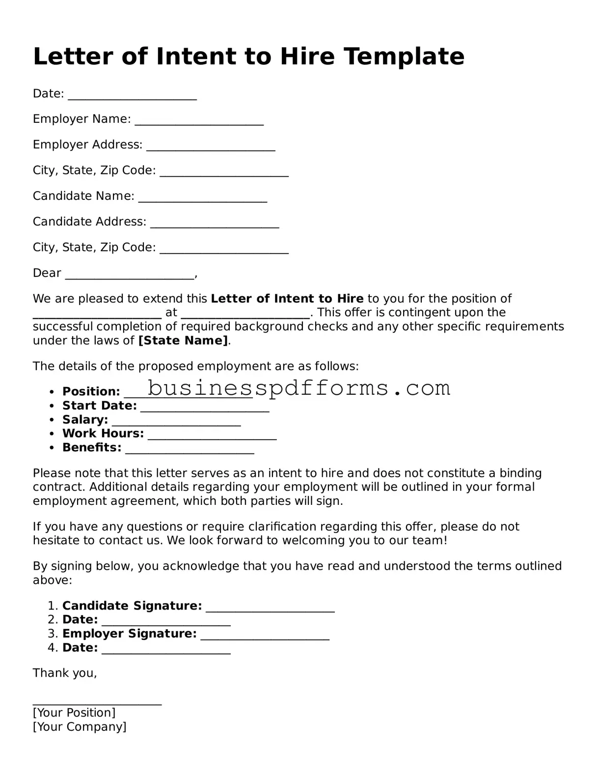 Attorney-Verified Letter of Intent to Hire Template