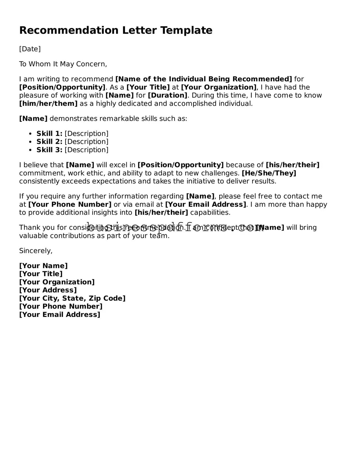 Attorney-Verified Recommendation Letter Template
