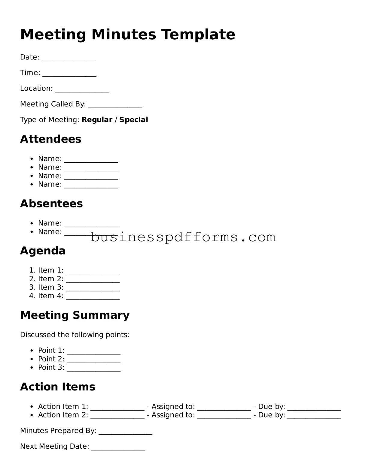 Attorney-Verified Meeting Minutes Template
