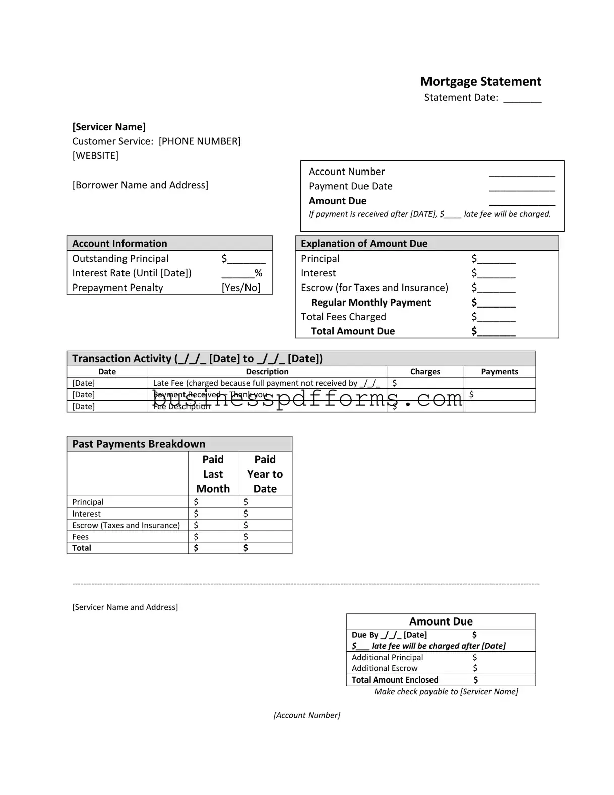 Fill in Your Mortgage Statement Template
