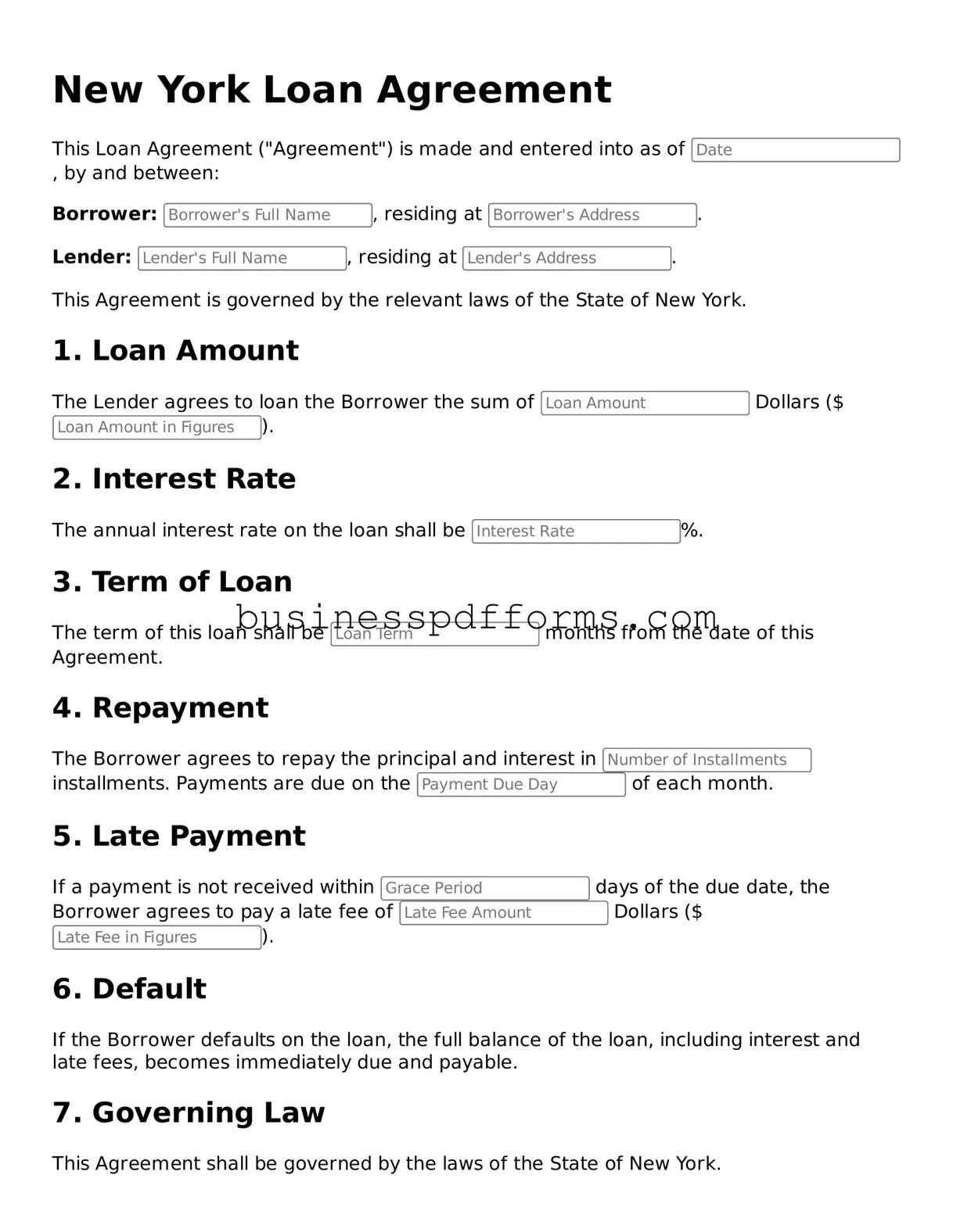Free New York Loan Agreement Template